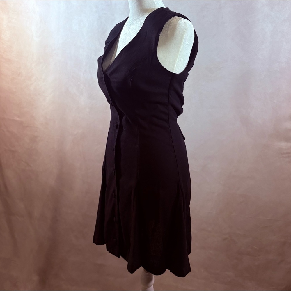 NWT - Anthropologie Monteau Black Linen Blend Button-Front Dress – Size Small - Picture 7 of 7